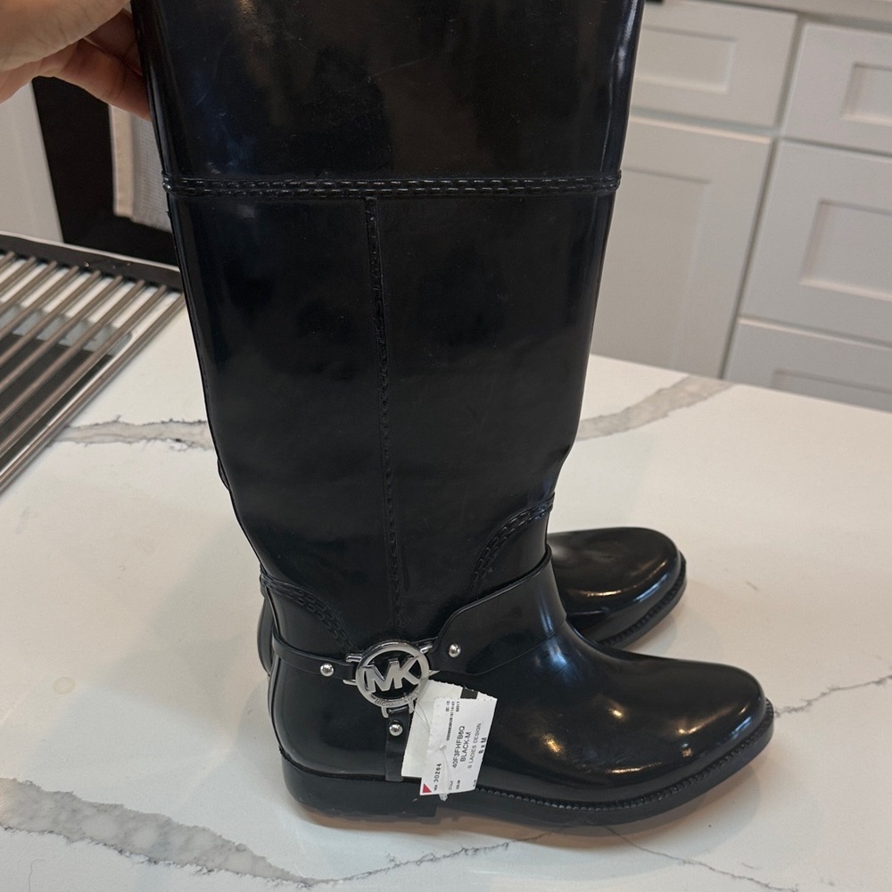 Michael Kors Shiny Black Riding Boots